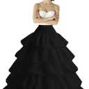 Petticoats for Women Crinoline Underskirt Slips, 5 Ruffles Wedding Underskirt for Women (One Size, Black)