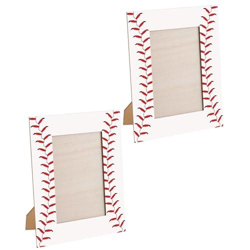 Denylo pro 2 Pcs Baseball Picture Frame 4x6 Inch Baseball Tabletop Picture Frame Sports Theme Photo Frame Wood Frame Gifts for Fathers Day Team Player Women Men Athletes