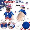 Huhumy 4th of July Pet Costume American Flag Dog Costumes Stars Stripes Funny Dog Costumes for 250th Anniversary Independence Day National Day Parades Patriotic American Celebrations(Size L)