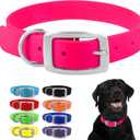 Regal Dog Products Medium Pink Dog Collar with Heavy Duty Double Buckle & D Ring | Vinyl Coated, Custom Fit, Adjustable Biothane Dog Collar | Chew Resistant Waterproof Collar for Dogs