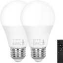 Brilvibera A19 LED Light 2 Bulbs with 1 Remote Control, 9W LED Bulbs, E26 Base, 805 LM, Dimmable Stepless 2700K-6000K, 25000 Hours Lifespan, Light Bulb for Floor Lamp, Pendant Lamp, Table Lamp