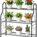 SORCEDAS Plant Stand Indoor Outdoor Plant Shelf 3 Tier Metal Corner Flower Stand Multiple Holder for Patio Garden Balcony Living Room, Dark Grey