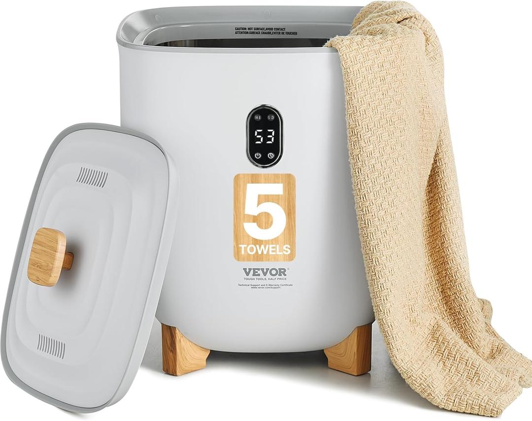 VEVOR Towel Warmers for Bathroom, 25 L Towel Warmer Bucket with Auto Shut Off for Spa Fits up to 5 Oversized Towels, Blankets, Clothes, Bathrobes, PJ's and More, Gray