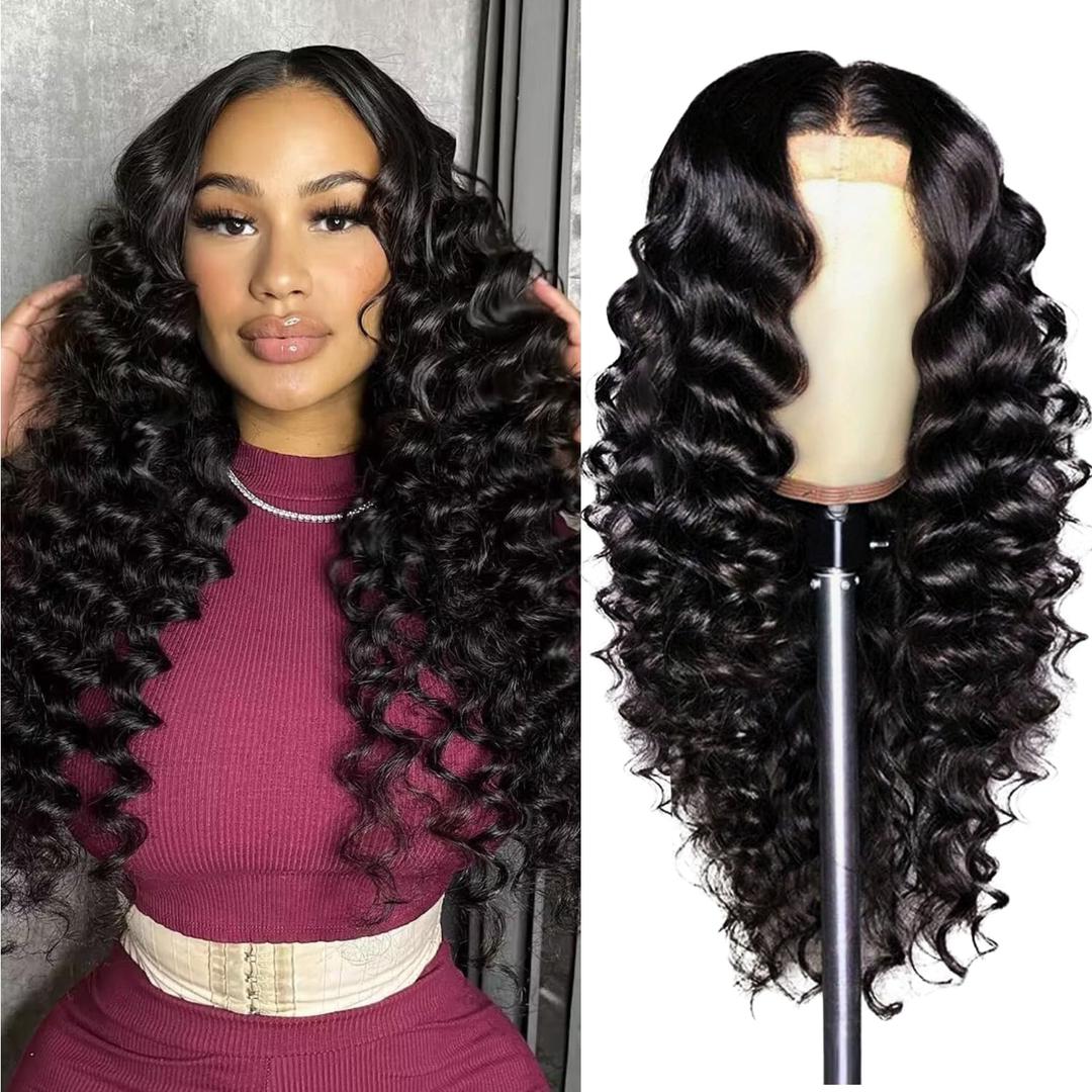 PYY Deep Wave Lace Front Wigs Human Hair 200 Density Deep Wave Wig 13x4 HD Lace Frontal Wigs for Women Glueless Wigs Pre Plucked with Baby Hair 26 Inch