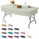 8ft Ivory Stretch Tablecloth for Rectangular Tables - Flared Wrap Design, Waterproof, Wrinkle-Resistant, Washable - Ideal for Weddings, Parties, Banquets & Table Protection (96" x 30" (Rectangular))