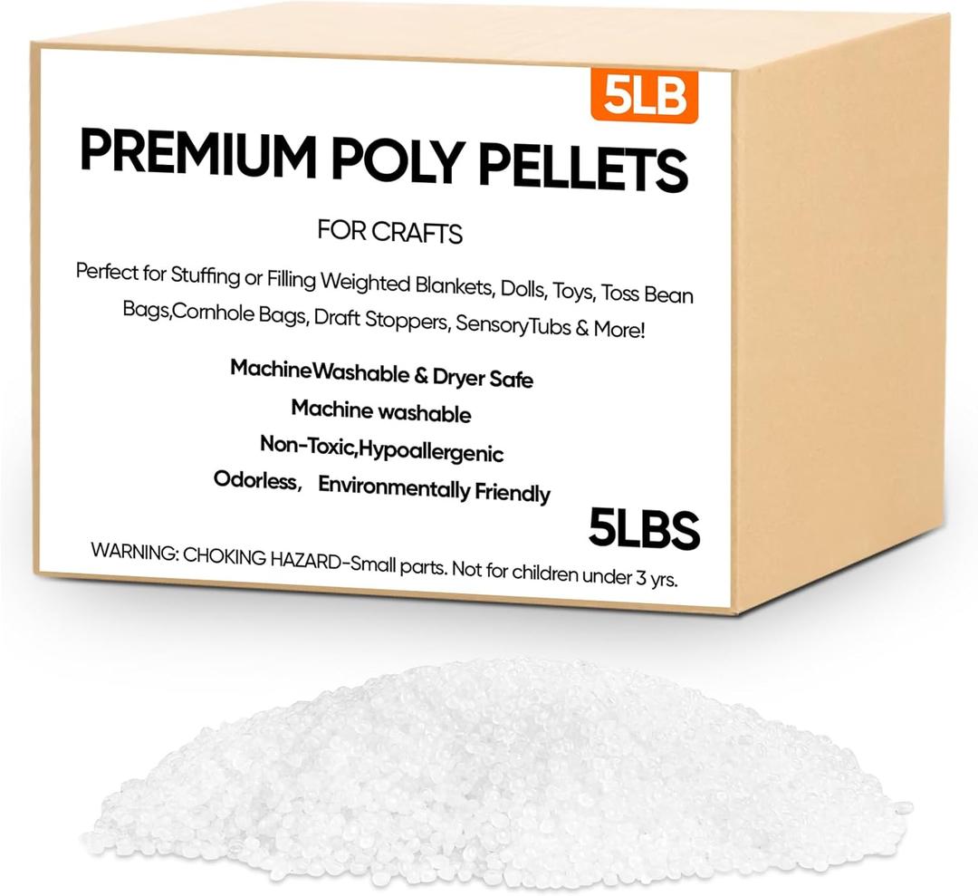 5 lb Poly Pellets Weighted Stuffing Beads,Plastic Pellets Weighted for Stuffed Animals,Poly for Bean Bags, Crafts,Doll and Blankets