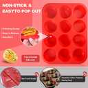 12 Cups Silicone Muffin Pan, 2 Pack Non-Stick Cupcake Pans Silicone Muffin Tray Baking Pan for Making Muffin Cakes, Cupcake, Bread, Tart, Egg Bites