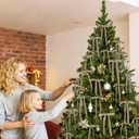 2 x 30 Pcs Velvet Bows for Christmas Tree, 5 x 7 Inch Vintage Rustic Christmas Ribbon Bows Ornaments for Tree Garland Wreath Gifts Outdoor Indoor Xmas Home Decorations(3/8'' Wide + 5/8'' Wide) (Khaki)