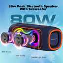 Musibaby 80W Bluetooth Speaker, Loud Portable Speaker with Deep Bass, Waterproof Outdoor Speaker with RGB Lights for Camping, Beach & Party, 24H Playtime, BT5.3, Dual Pairing