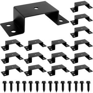 16-Pack Steel Trailer Stake Pockets for 2x4 Wood, Utility Trailer Pocket Stakes Heavy Duty for Lumber Black