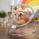 Bright Starts Disney Baby Winnie The Pooh Baby Bouncer Soothing Vibrations Deluxe Infant Seat - Faux Suede, Music, Removable -Toy Bar, 0-6 Months 6-20 lbs (Dots & Hunny Pots)