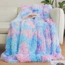 Tie Dye Blue Plush Throw Blanket  50x60 Inch Soft & Cozy Fluffy Blanket, Fuzzy Shaggy Couch Bed Cover for Living Room, Bedroom Decor  Gift for Women, Men, Him & Her