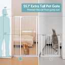 No Pawblems 55.1" Extra Tall Pet Gate for Cat/Dog, 29.9-44.4" Wide Auto Close Tall Cat Gate, NO Drilling Pressure Mounted for Doorways/Hallways, 1.37" Narrower Bar Spacing, White