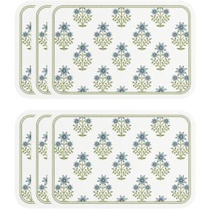 ISAENNE Rectangular Placemats Set of 6,Floral PVC Placemats, Waterproof and Heat-Resistant Place Mats,Decoration for Kitchen, Dining, Parties, Holiday,12"*17"