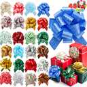 JOYIN 48 PCS Christmas Pull Bows with Ribbon 5 Wide for Gift Wrapping & Gift Tags, Boxing Day Decorations, Holiday Dcor Present Wrapping