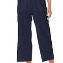 EZPERY Womens Linen Pants Elastic High Waisted Wide Leg Drawstring Casual Loose Cropped Pants with Pockets Navy Size XL