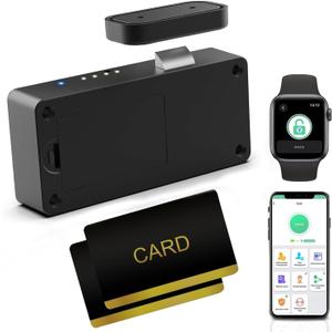 Drawer Lock NFC RFID Card eLinkSmart Hidden Cabinet Lock for Kitchen Pantry Furniture Cupboard Door with Bluetooth APP Child Safety No Drilling Required Black