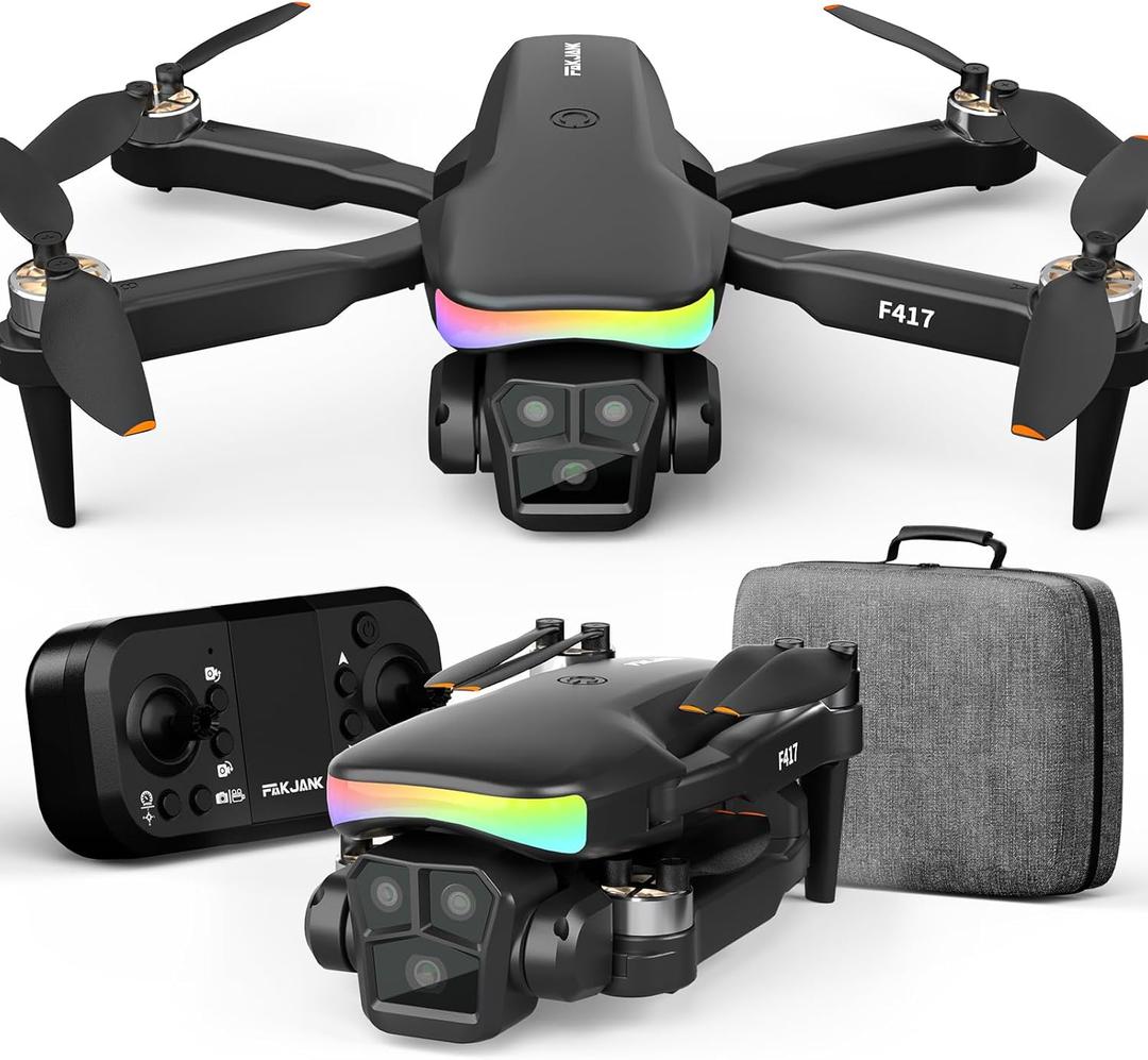 F417 Drone with Camera 1080P for Beginners and Adults,RGB LED Light 90Electric Adjustable Lens,FPV Drone Mini RC Quadcopter with Live Video Camera,360 Flip,One Key Take Off/Land,Carry Case,Black