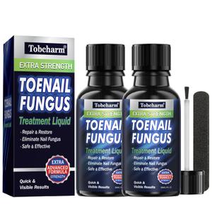 Tobcharm Toenail Fungus Treatment : Nail Fungus Treatment Extra Strength with Tea Tree Oil - Fast Acting Fungal Nail Solution with Undecylenic Acid for Toenails and Fingernails (2pack, 1fl oz each)