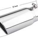 LCGP 4" to 5" Diesel Exhaust Tip, 12" Overall Length Bolt On Design Truck Tail Tip,Polished, Rolled Angle Cut Design