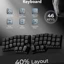 YIVU 40% Corne Wireless Split Keyboard, QMK/VIALProgrammable, Columnar-Staggered Ergonomic Layout, Hot Swappable Standard Profile MX Linear Switches, PBT Keycaps