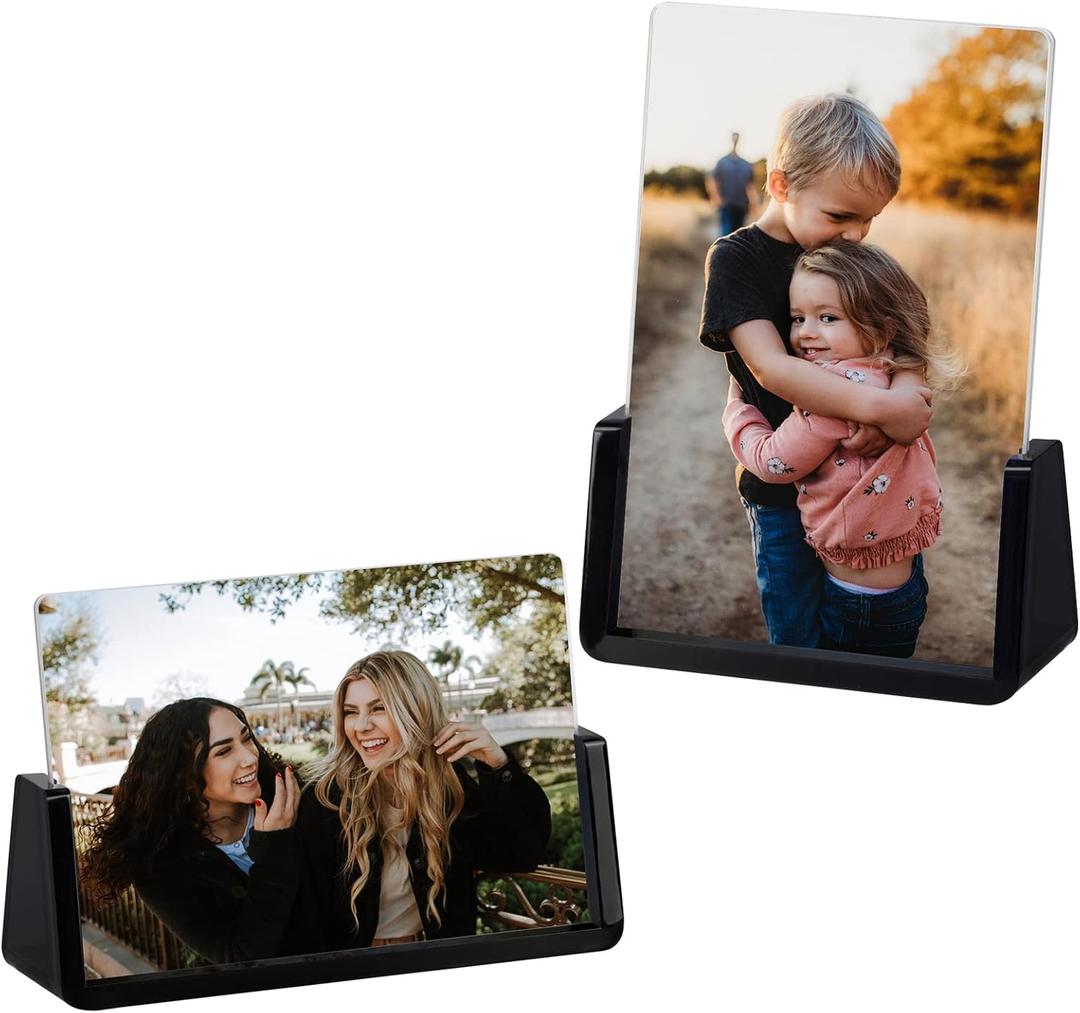 Boxalls 2 Pack Acrylic Picture Frames 4x6 with Translucent Black Base Stand, Frameless Photo Frame for Tabletop or Desktop Display (Horizontal + Vertical) Boxalls 2 Pack Acrylic Picture Frames 4x6 with Translucent Black Base Stand, Frameless Photo Frame for Tabletop or Desktop Display (Horizontal + Vertical)
