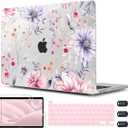 CISSOOK Flower Case for MacBook Pro 13 Inch M2 A2338 M1 A2251 A2289 Model 2025-2020 Released, Plastic Floral Cover with Keyboard Cover Protector for MacBook Pro 13 with Touch bar, Flowers Watercolor