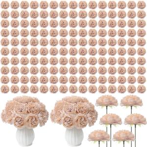 Thiccywoov 400 Pcs Silk Rose Heads Artificial Fake Flowers, Nude