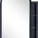 Matt Black Arched Recessed Bathroom Medicine Cabinet with Mirror Stainless Steel Metal Framed Rectangular Bathroom Cabinet with Mirror 16x28.3''