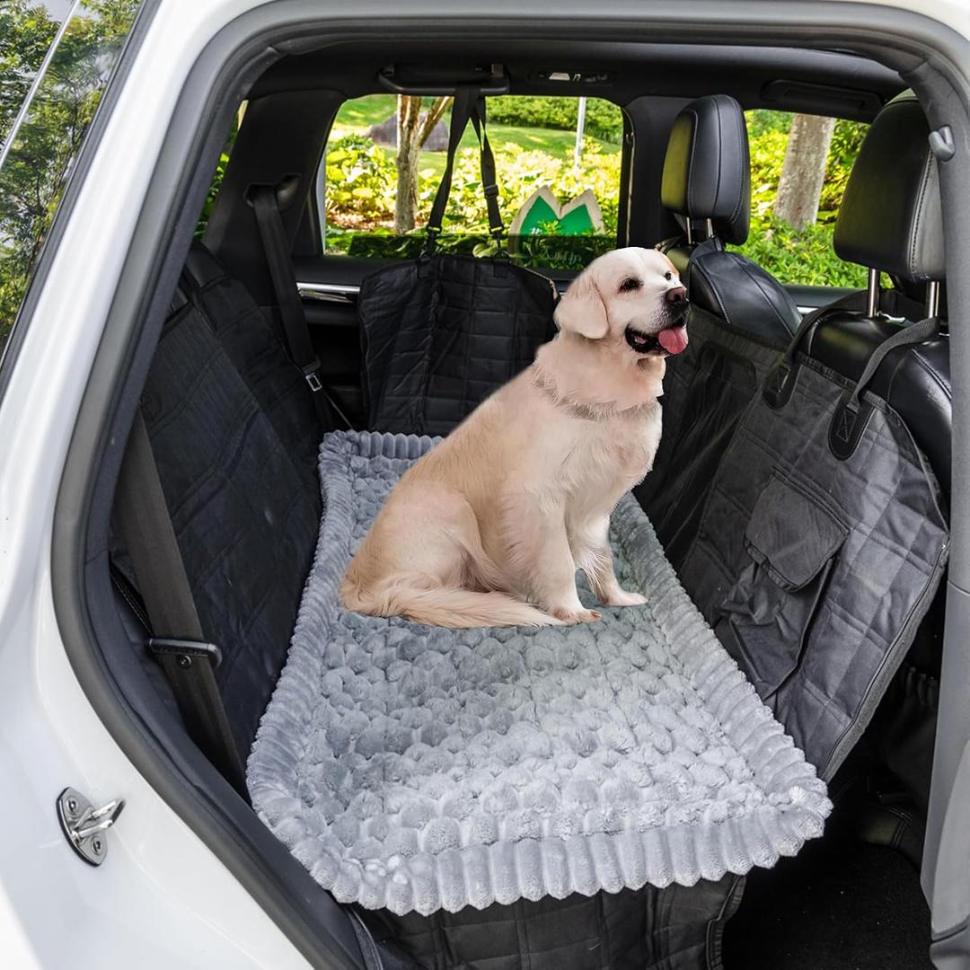 Dog Bed Mat for Car Back Seat, Non-Slip Pet Seat Cover & Travel Bed Mats, Fits Truck Backseat Extenders and Universal Vehicle Seats Protectors 24.8x54 inch (Light Grey)