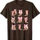 Cowgirl Boots Coquette Aesthetic and Pink Bows Y2K Birthday T-Shirt, Size Youth M
