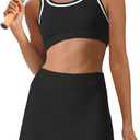 SENSERISE Womens Workout Sets Tennis Dress Built in Shorts Tank Top and Skort Set with Pocket Gym Yoga Outfits (Small, Black)