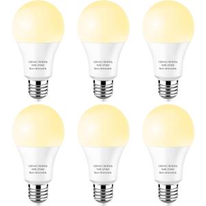 A19 LED Bulbs Soft White 2700K 60 Watt Equivalent, 10W LED Light Bulb 800 Lumens, E26 Standard Base Non-dimmable, 6-Pack