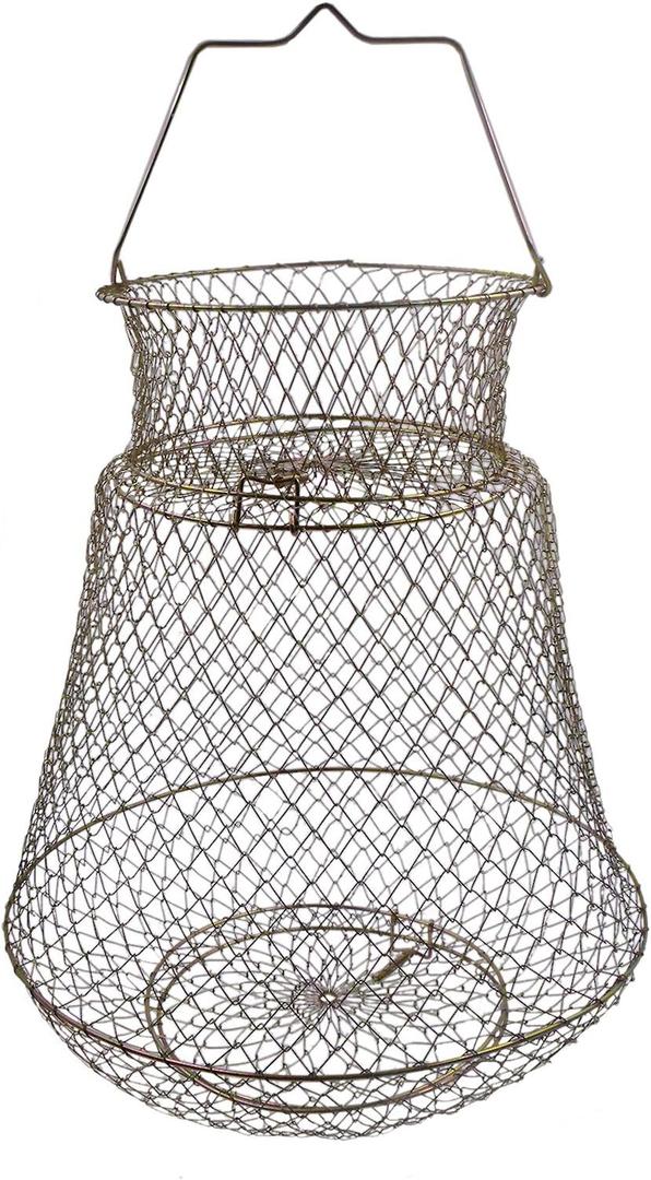 Metal Rustproof Collapsible Fish Basket - Robust and Easy to Use Net Cage for Live Fish