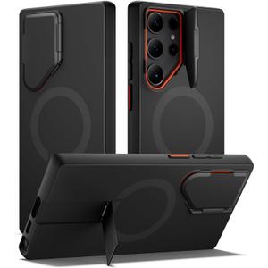 SURITCH for Samsung Galaxy S23 Ultra Phone Case, Magnetic Protective Cover with Camera Cover & Adjustable Metal Kickstand for Galaxy S23 Ultra -Black