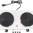 Electric Stove,Countertop Double Heating Burner,2000W Double Heating Plates Portable Countertop Stove for Kitchen Dormitory Office White US Plug 110V