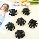 2.8 Inch Medium Octopus Hair Clips for Women, Black Matte Hair Claw Clips for Thin Fine Hair, Strong Hold Non-slip Spider Hairclips Jaw Clip