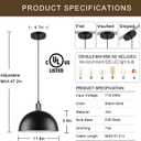 1pc Black Pendant Lights Kitchen Island, 11.8" Modern Dome Pendant Light Fixtures Farmhouse Hanging Lights for Dining Room Hallway Sink Entryway