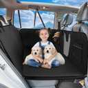 PU Leather Dog Car Seat Cover for Back Seat  Back Seat Extender for Dogs with Hard Bottom Holds 400 lbs. 100% Waterproof, Scratch-Proof and Anti-Slip Dog Hammock for Car, SUV, Truck (Black Faux Leather)