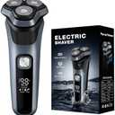 Veclexz Electric Shavers for Men, 150-Min Runtime, Wet/Dry Electric Razor with Waterproof Design, Pop-Up Trimmer, Magnetic Detachable Blade Heads, LED Display, Smoothly Adheres to Sensitive Skin, Blue