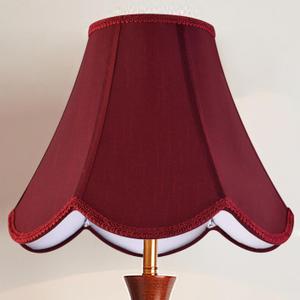 GO&SO Burgundy Scalloped Lamp Shade Bell Lamp Shades Petal Edge Braid,6"Top x 13"Bottom x 10.6"High (Spider) Table Lamp Shade Modern Floor Lamp Shade Replacement,Faux Silk Lampshades -Easy Assembly (Red)