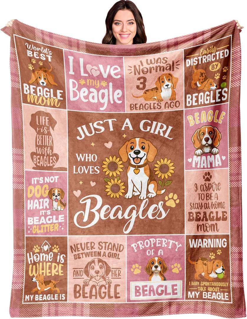 Beagle Gifts for Women - Beagle Blanket 60"x 50" - Beagles Mom Decor Themed Gifts for Beagles Lovers - Beagles Birthday Decorations Gift for Women