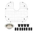 YORZSDI Kitchen Sink Grid 18-7/8" x 16-3/4" - Heavy Duty Kitchen Sink Protector with Built-in Strainer & Rear Drain, Non-Slip Rubber Feet & Scratch Resistant Bottom Guard