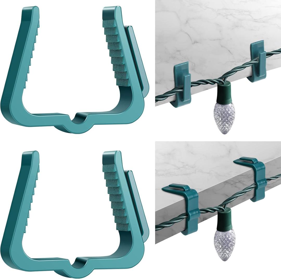 Marsui 50 Pcs Christmas Light Clips Small Outdoor Roof Gutters and Shingles Hooks 1 5/8 Inch Fascia Boards Hanger Plastic Holiday String Light Clips for Xmas Outside Decoration Fence Eave (Green)