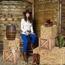 10Pcs Western Cowboy Party Decorations Set 3 Hay Bales Boxes 2 Wood Print Boxes and 5 Cowboy Centerpieces Decor for Birthday Western Wedding Farm Harvest Party Favors