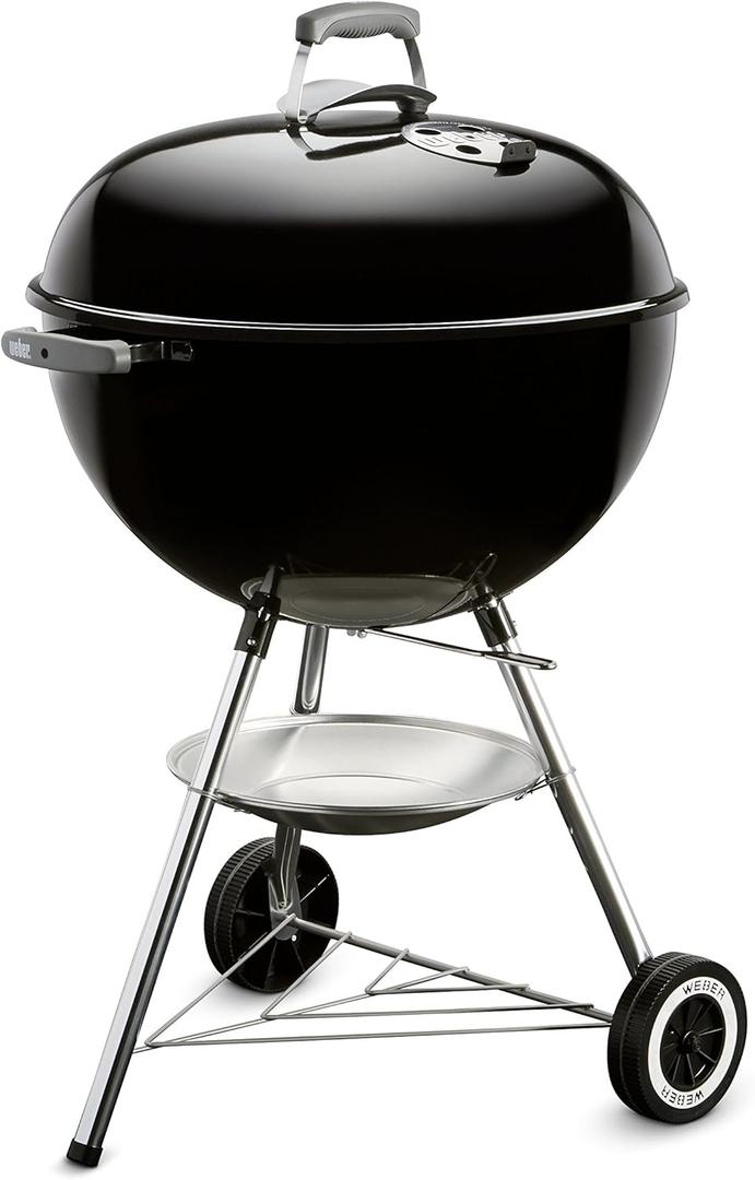 Weber Original Kettle Charcoal Grill, 22-Inch, Black Classic Outdoor BBQ Grill with OneTouch Cleaning System & Precise Temperature Control Dampers