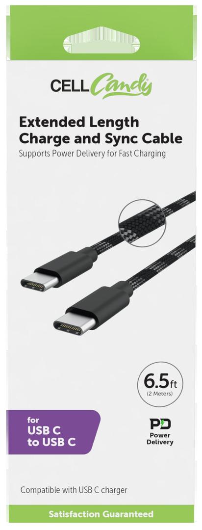 CELLCandy 6.5ft USB-A to USB-C Braided Charge & Sync Cable - Black/Silver