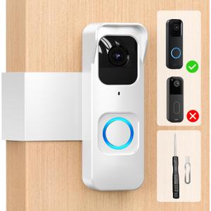 Anti-Theft Blink 1st Gen Doorbell Mount Bracket Wide-Angle(Only for 1st Gen Video Doorbell,Not for 2025 newest 2nd Gen models), Weatherproof w/Rain Cover, No-Drill Install for Home/Apartment, White