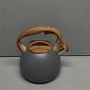 POLIVIAR Tea Kettle, 2.7 Quart Natural Stone Finish with Wood Pattern Handle Loud Whistle Food Grade Stainless Steel Teapot, Anti-Hot Handle and Anti-Rust, Suitable for All Heat Sources (JX2018-GR20) (Gray)