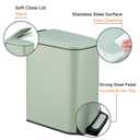 TIPGO Slim Bathroom Trash Can with Lid Soft Close, 6 Liter / 1.6 Gallon Stainless Steel Garbage Can with Removable Inner Bucket, Step Pedal, Small Trash Cans for Bedroom, Office, Kitchen (Green)